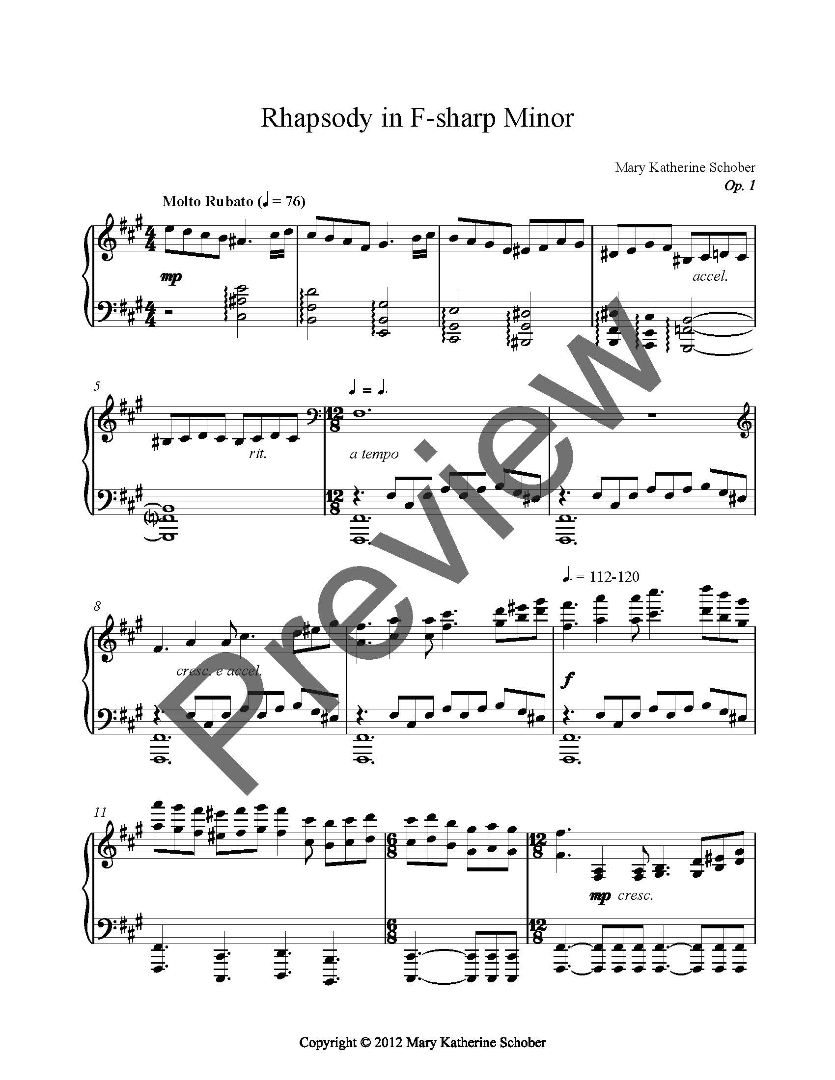 Rhapsody in F-Sharp Minor, Op. 1